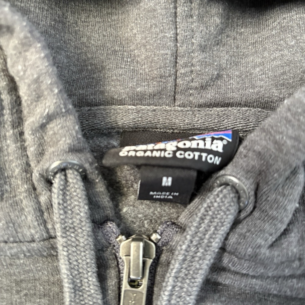 Patagonia Hoodie Womens Medium Gray Organic Cotton Full Zip Gorpcore Graphic - Picture 3 of 10